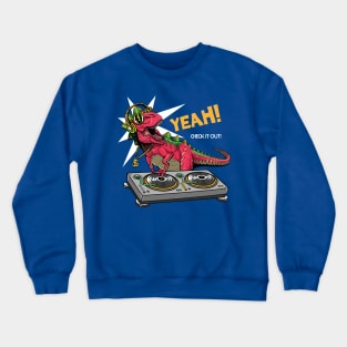 Dj Dinosaur Turntable Crewneck Sweatshirt